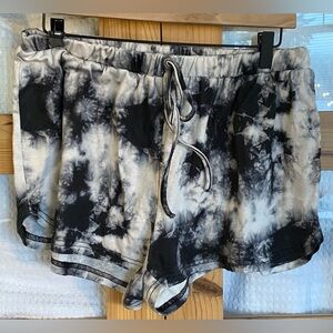 SHEIN Black and White Tie-Dye Athletic Shorts